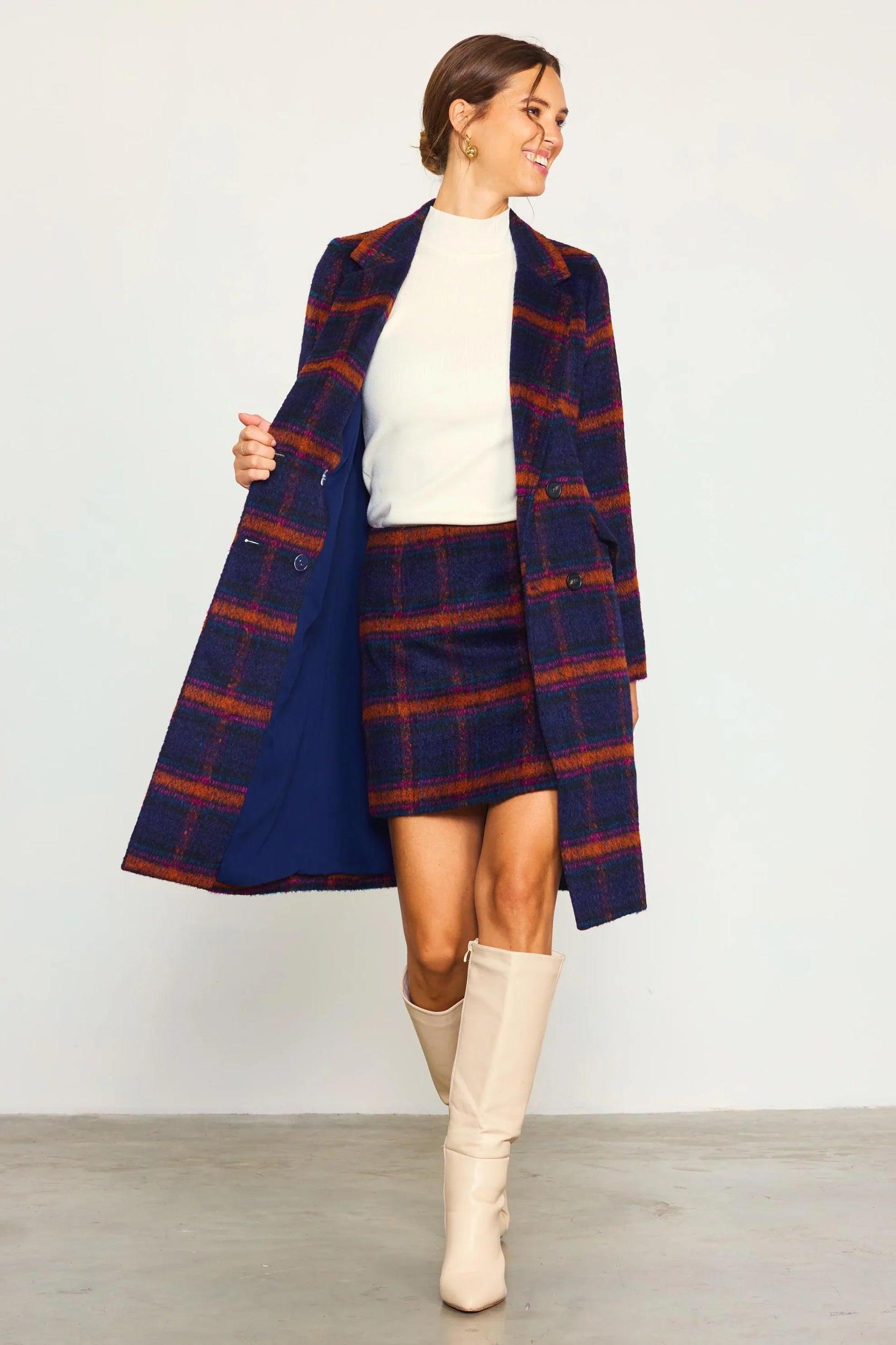 Double Breasted Plaid Coat Product Image