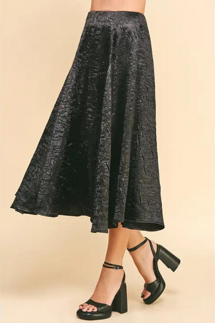 Textured Satin Midi Skirt Product Image
