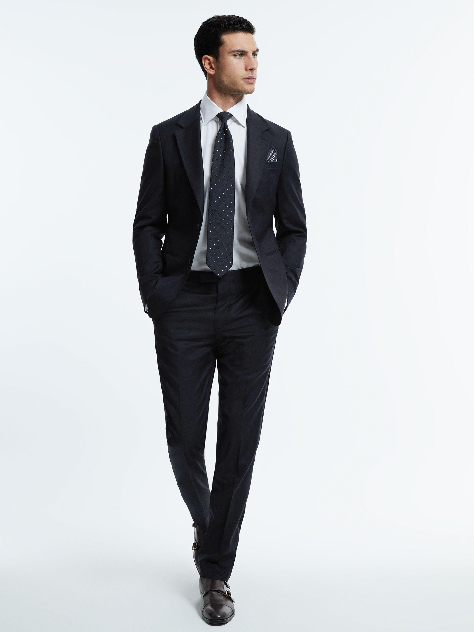 Atelier Wool Cashmere Slim Fit Single Breasted Blazer in Midnight Navy Product Image