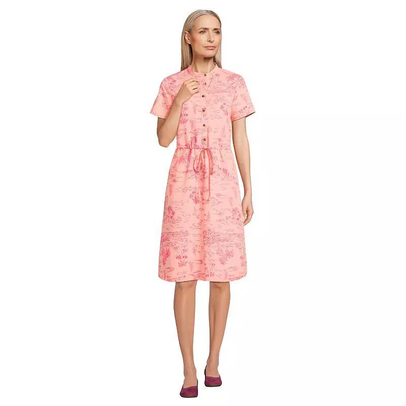 Women's Lands' End Button Front Shirtdress, Size: XL, Lily Medallion Tile Product Image