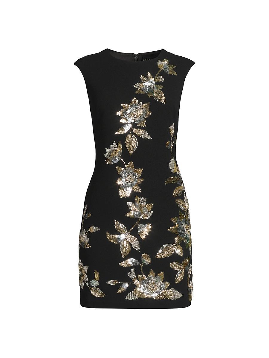 Womens Floral Beaded Crepe Minidress Product Image