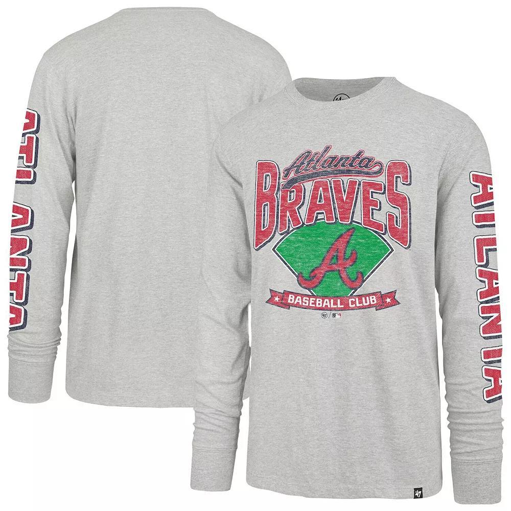 Men's '47 Gray Atlanta Braves Fair Ball Franklin Long Sleeve T-Shirt, Size: 2XL, Grey Product Image