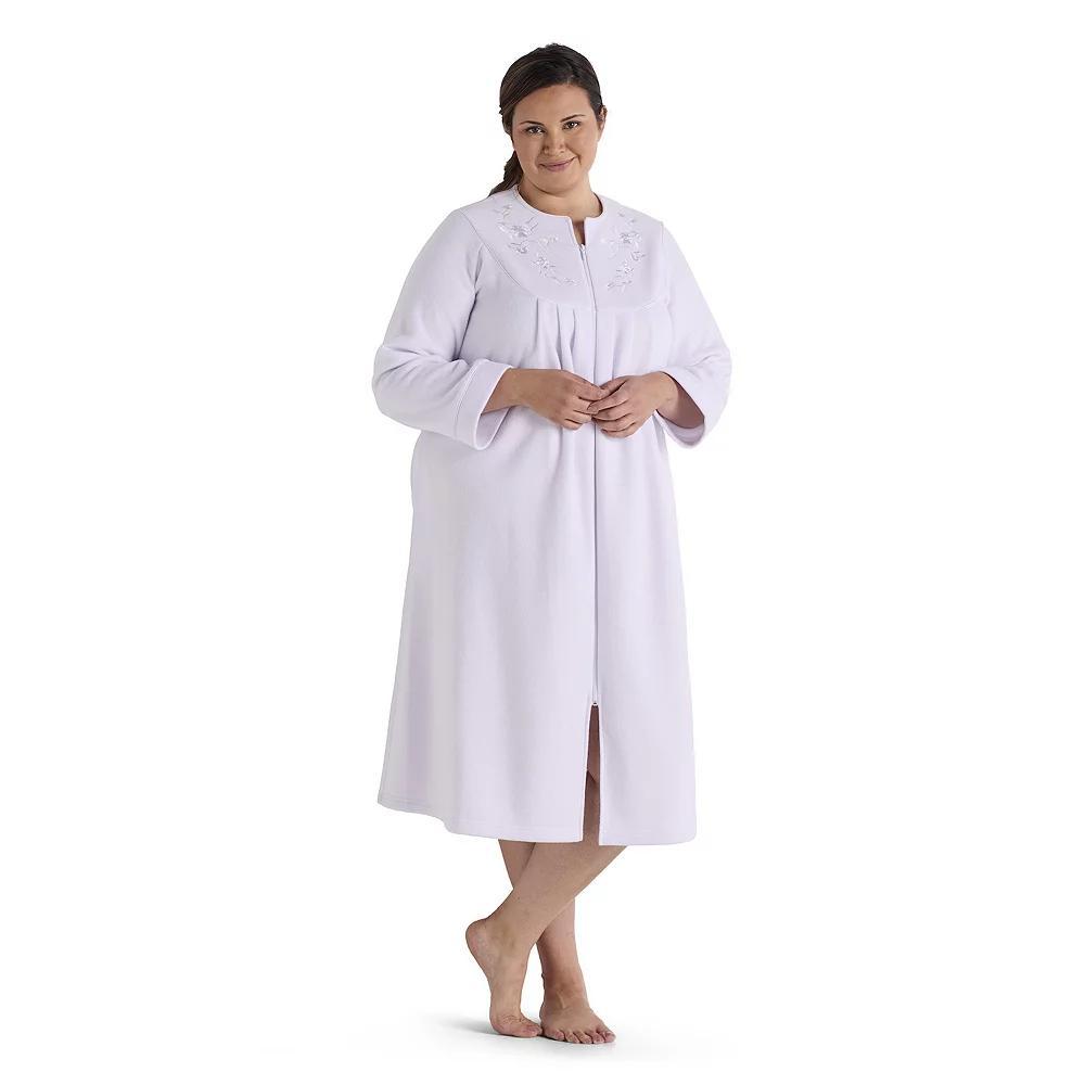 Plus Size Miss Elaine Essentials Micro Fleece Long Zip Robe, Women's, Size: 1XL, Blue Product Image