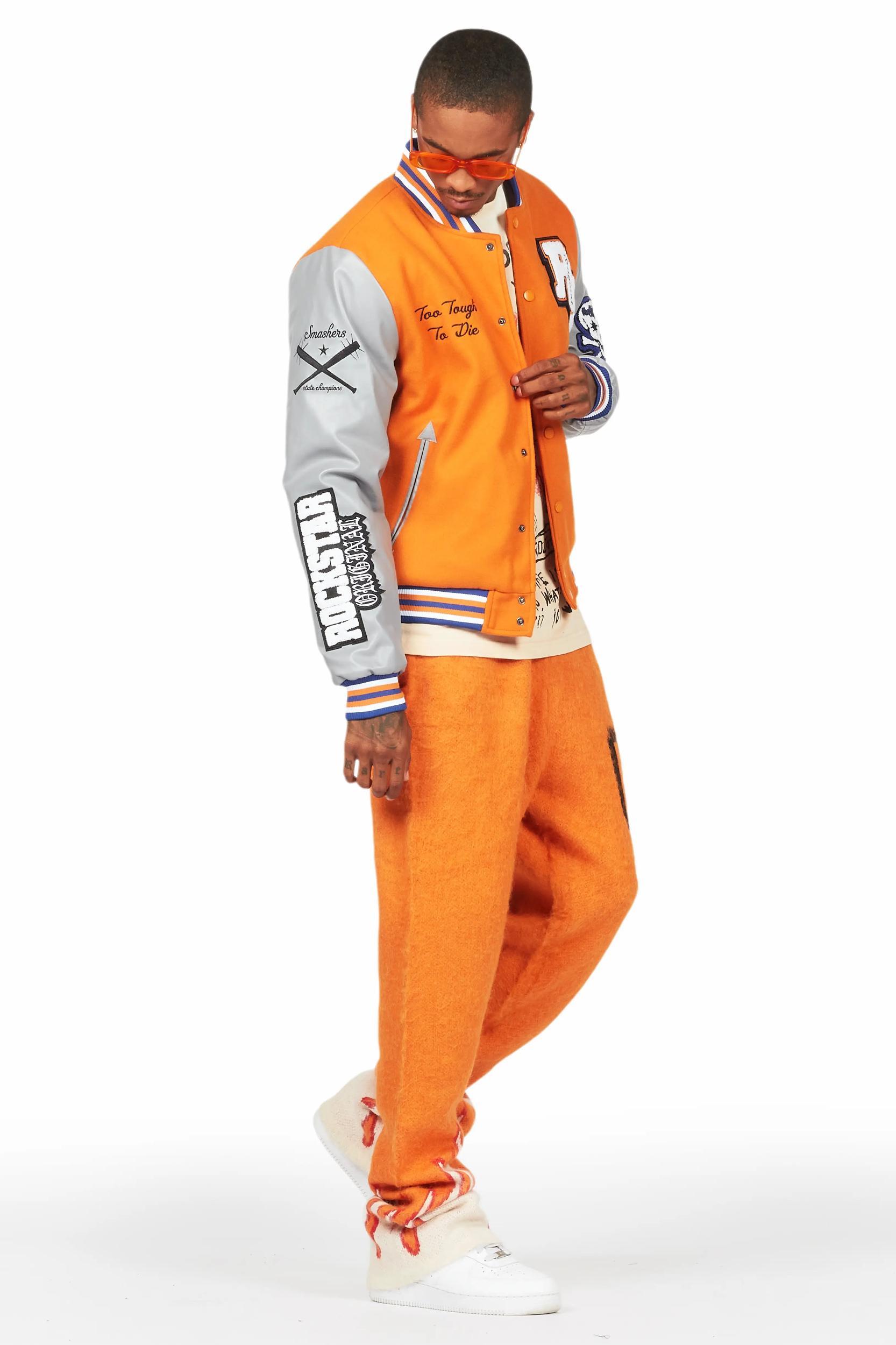 Holger Orange/Cream Graphic Stacked Flare Mohair Track Pant Male Product Image
