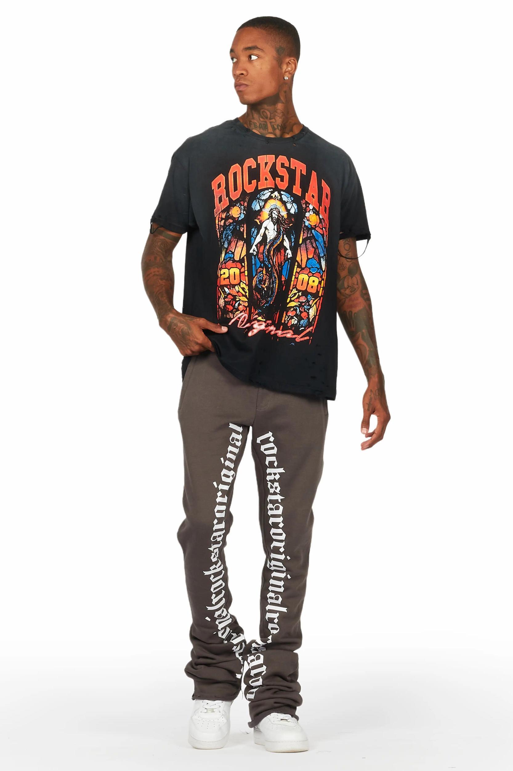 Callie Vintage Grey Super Stacked Flare Pants Male Product Image