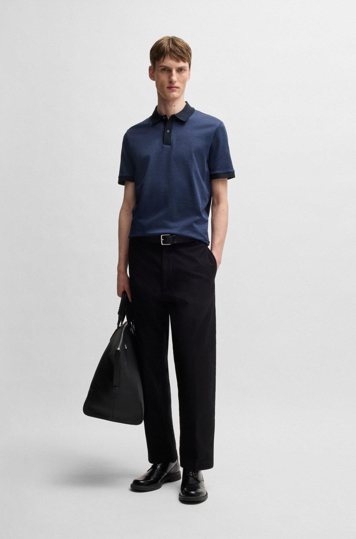 Mercerized-cotton polo shirt with micro pattern Product Image