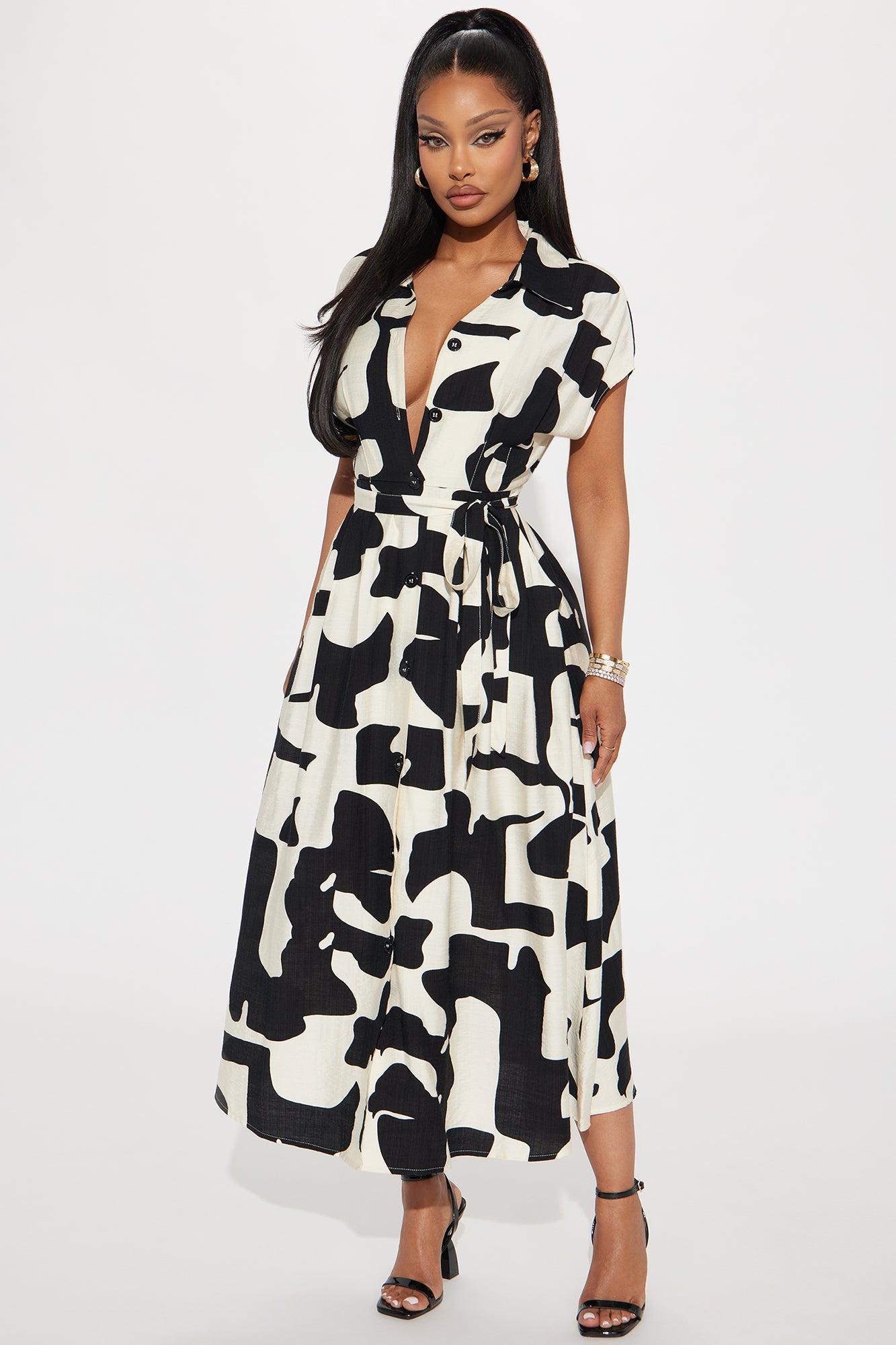 All About The Angles Shirt Midi Dress - Black/combo Product Image