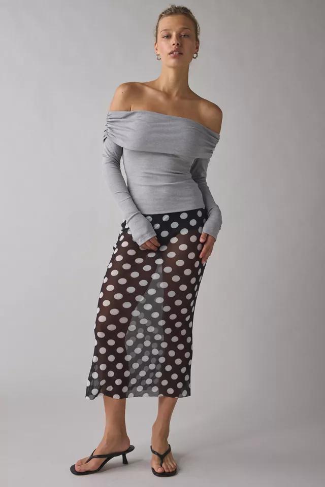 Kimchi Blue Lily Ruched Foldover Off-The-Shoulder Knit Top Product Image