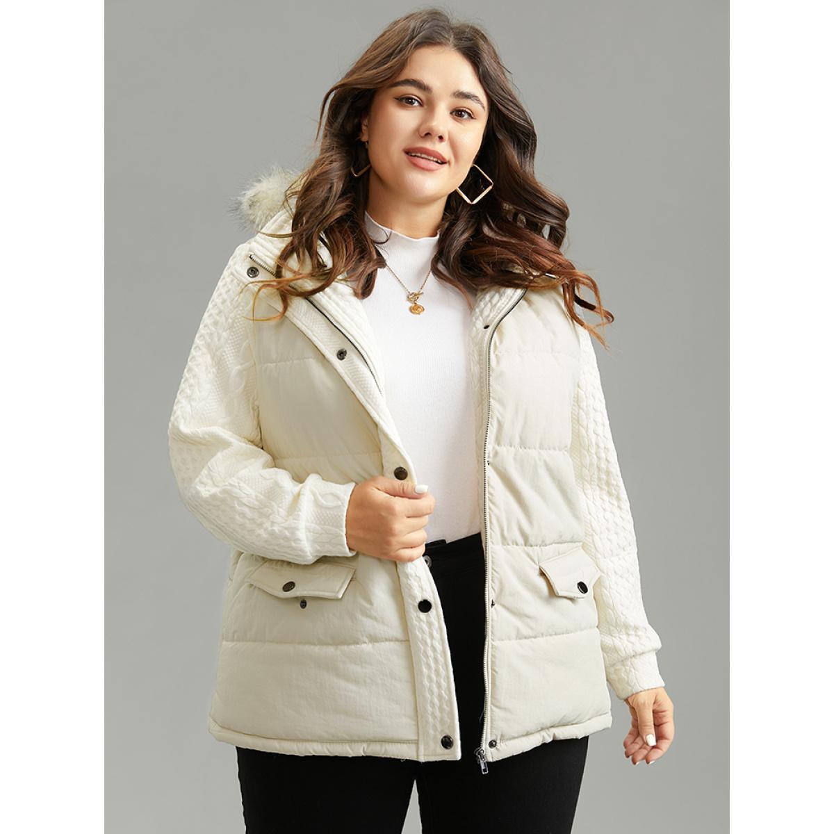 Plus Size Women Dailywear Plain Lined No stretch 14-16/1X Pocket Casual Cotton Jackets BloomChic Product Image