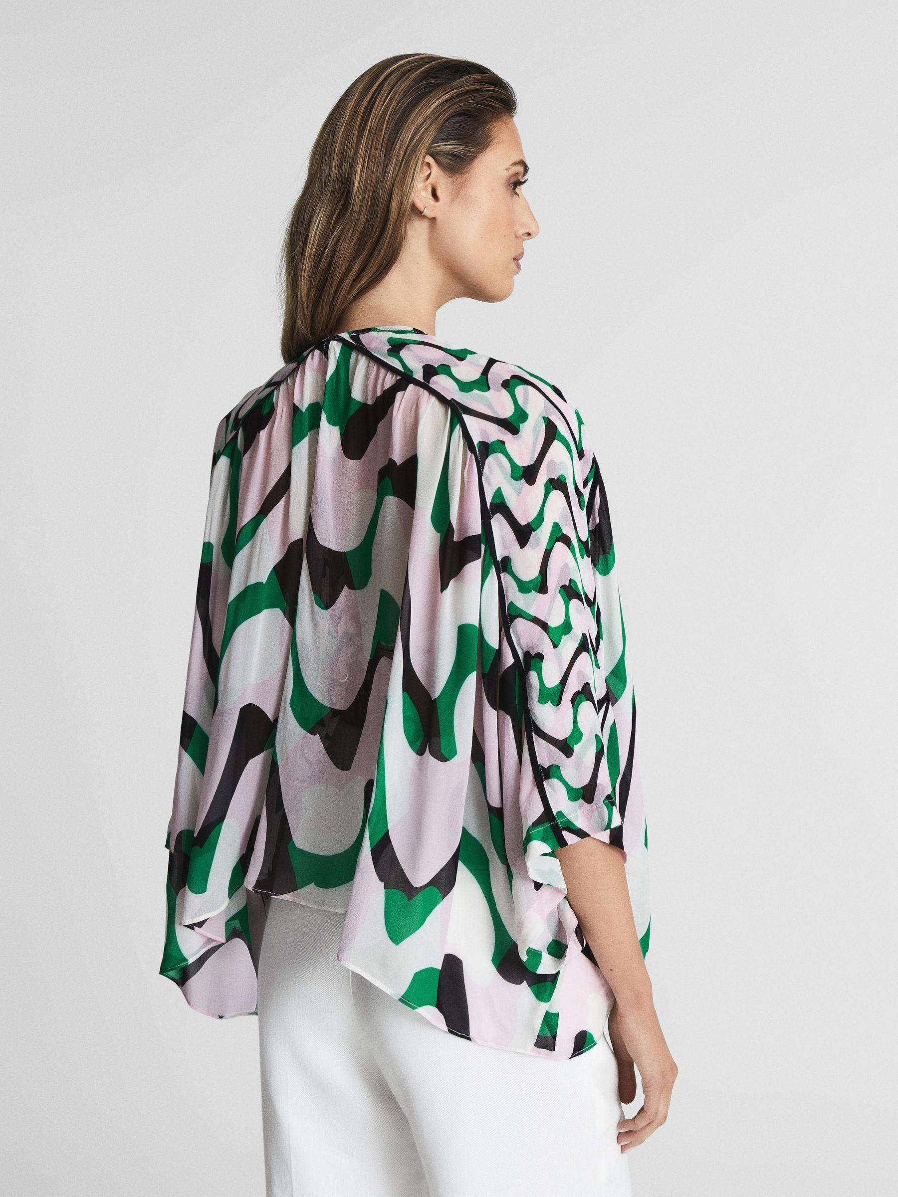 Printed Resort Shawl Top in Pink/Green Product Image