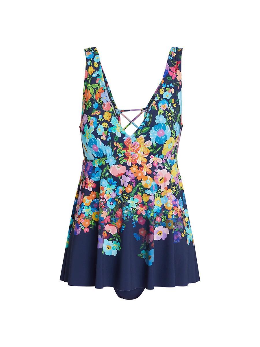 Womens Back-Tie Skirted One-Piece Swimsuit Product Image