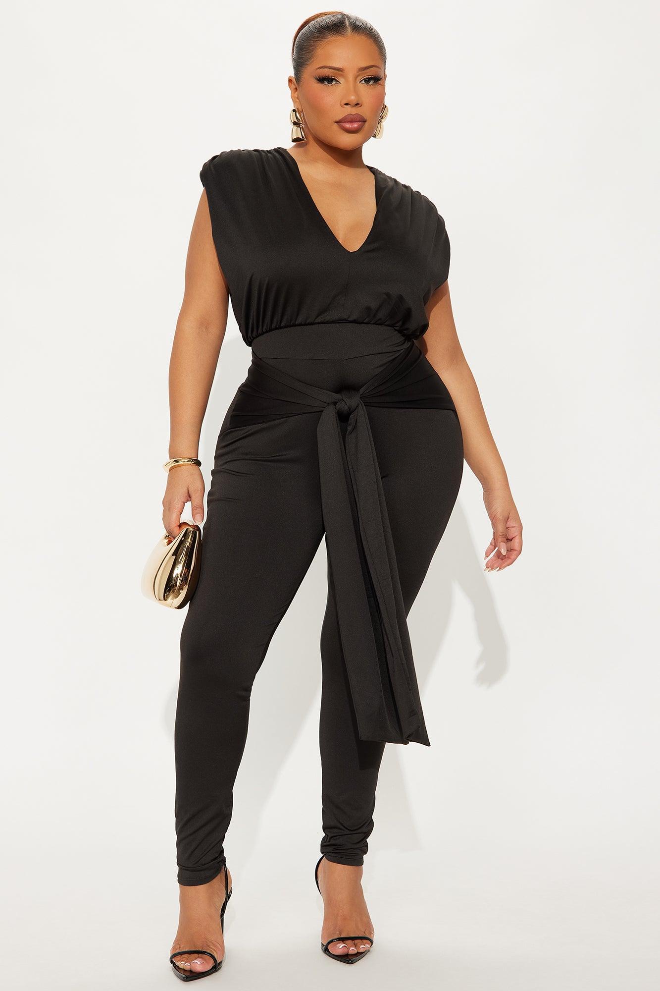The Edit Short Sleeve Skinny Jumpsuit - Black Product Image