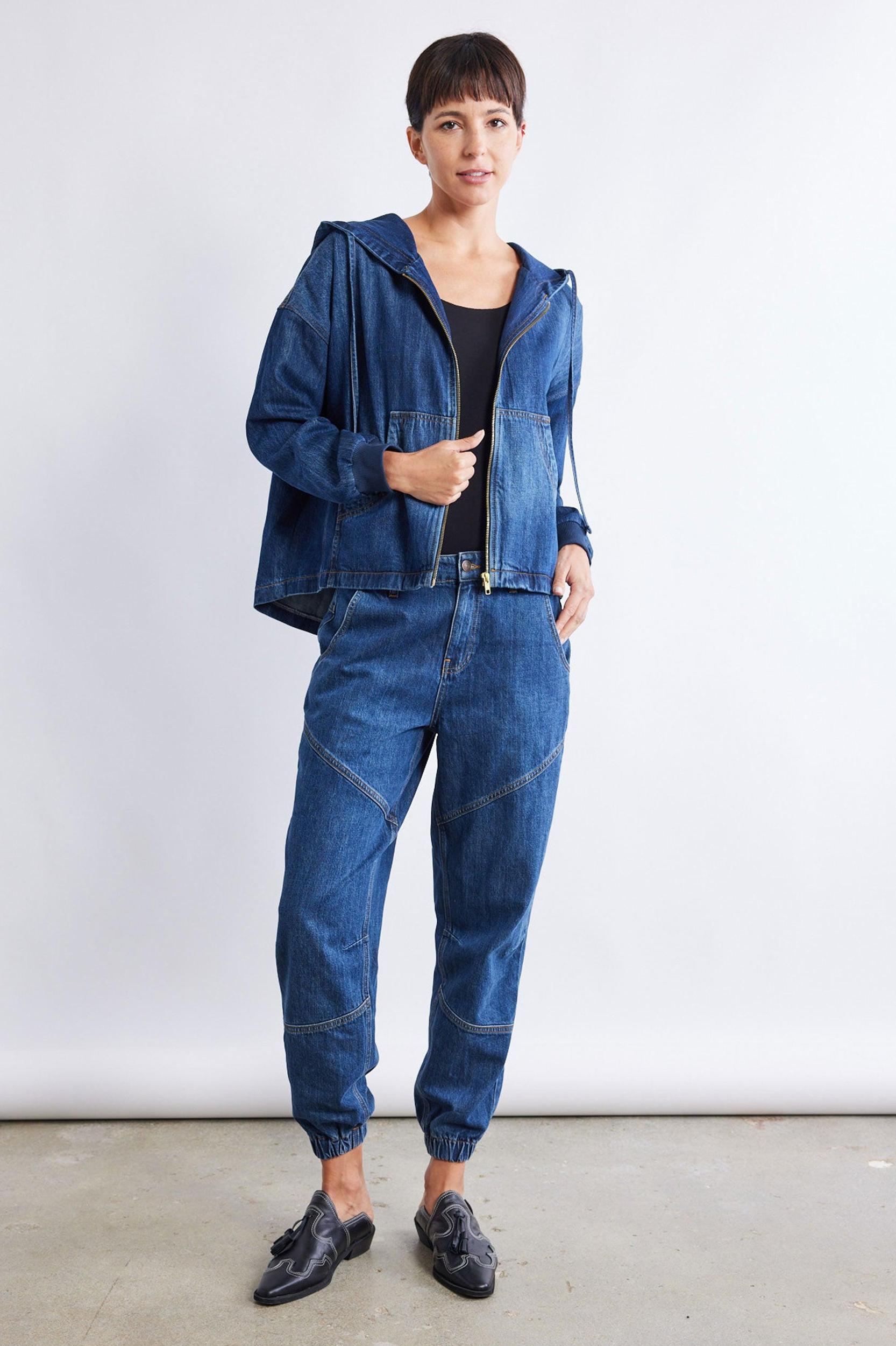 Relaxed Light Denim Joggers Product Image