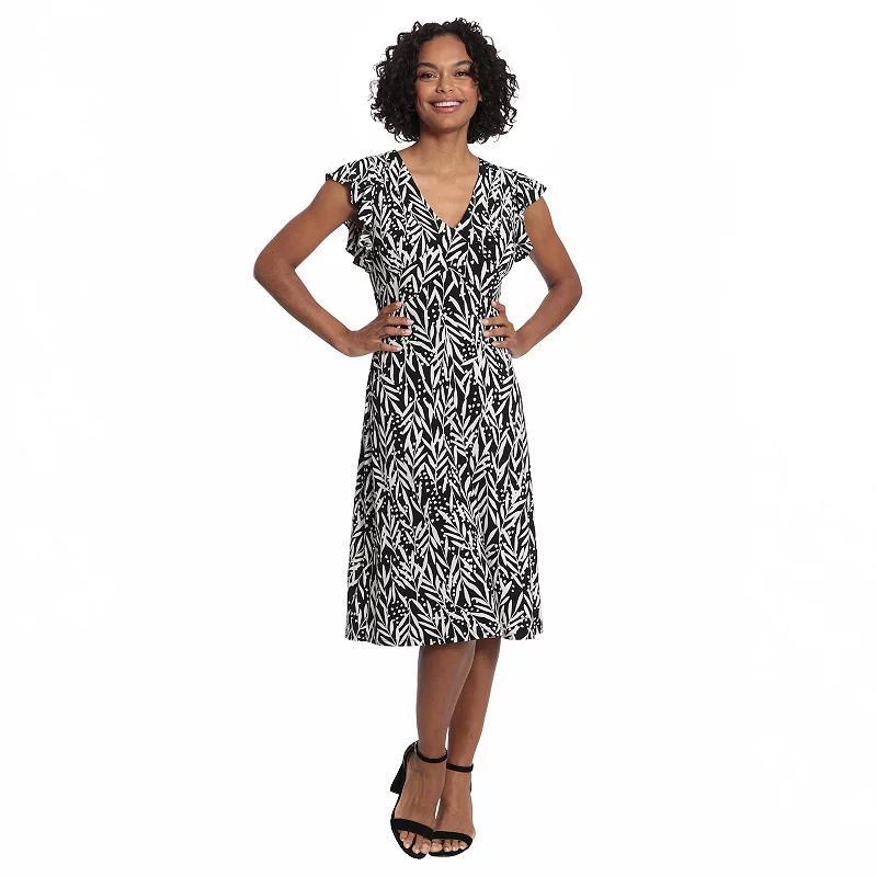 Petite London Times V-neck Ruffle Sleeve Midi Dress, Womens Product Image