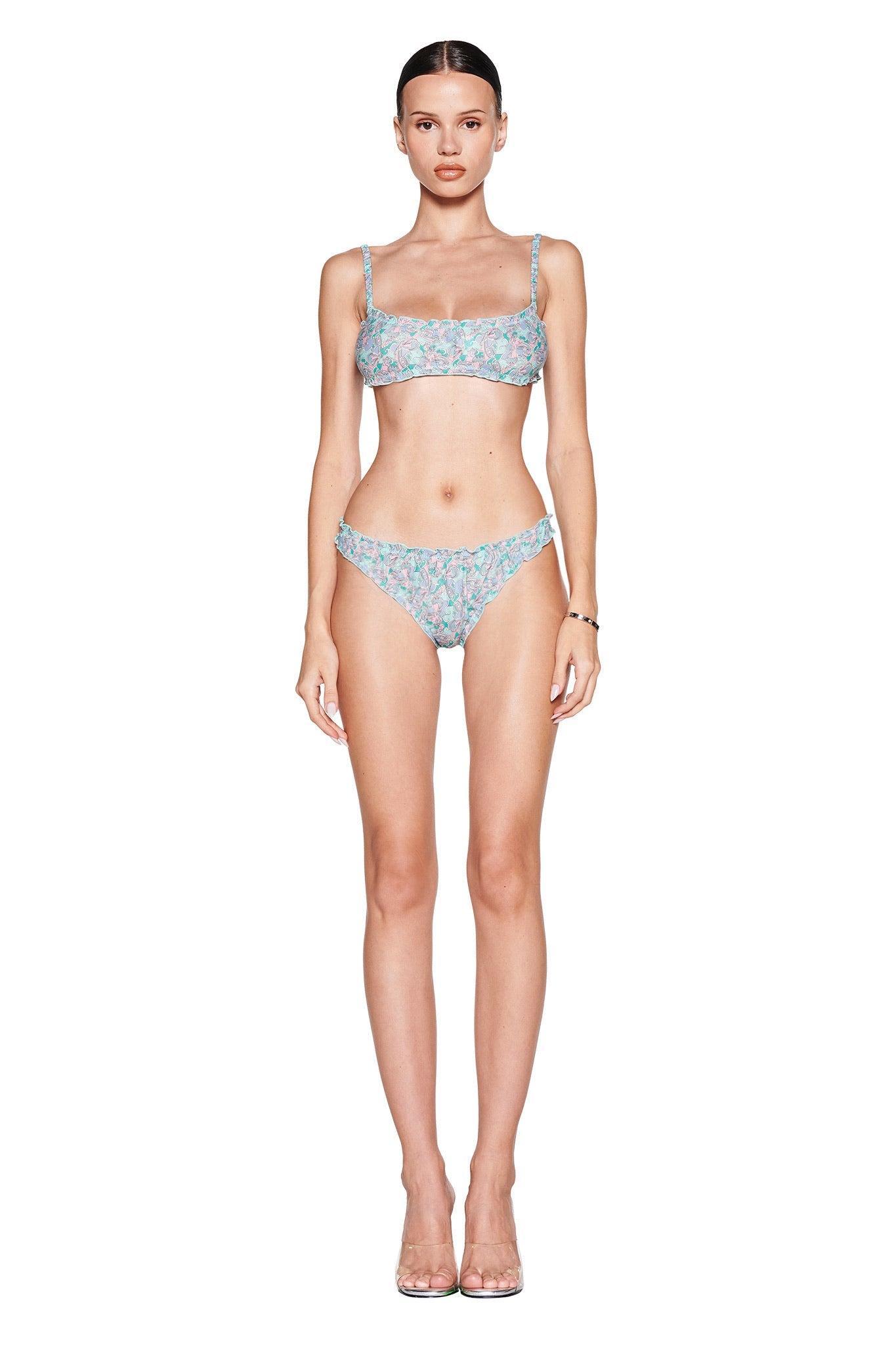 JEAN BRALETTE SET - TEAL BUTTERFLY BLOOM Product Image