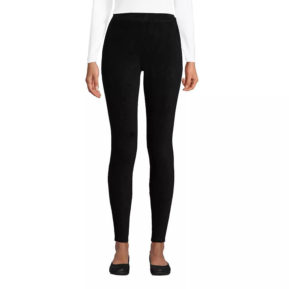 Petites' Lands' End Sport Knit High-Rise Corduroy Leggings, Women's, Size: Small Petite, Black Product Image