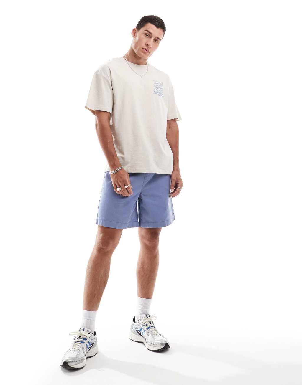 Jack & Jones oversized T-shirt with California back print in beige  Product Image
