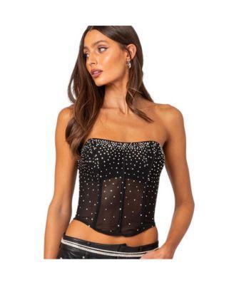 Womens Sheer rhinestone corset top Product Image
