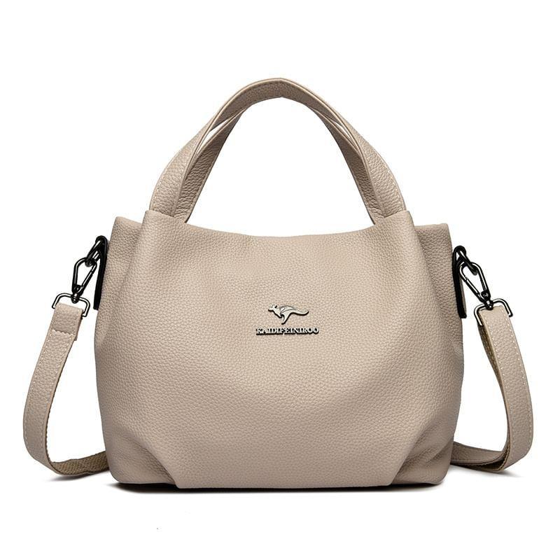 Top Handle Faux Leather Flap Crossbody Bag Product Image