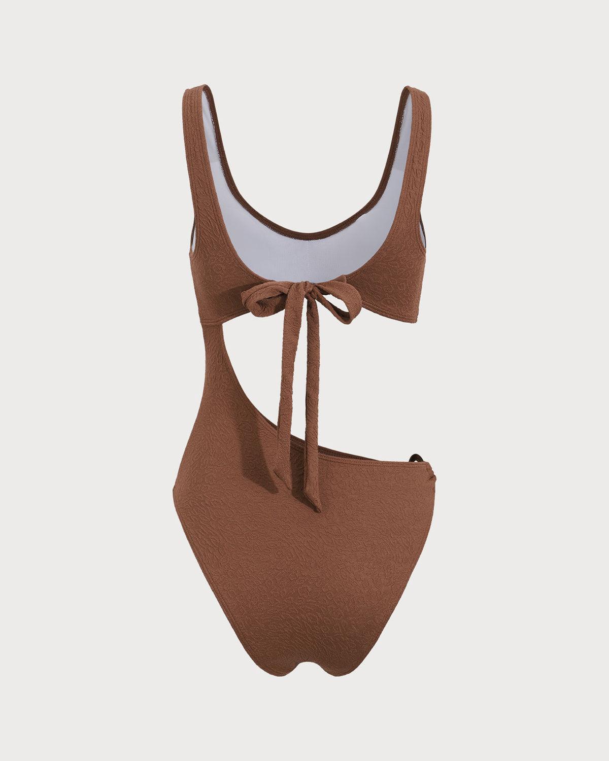 Brown Cutout One-Piece Swimsuit Product Image
