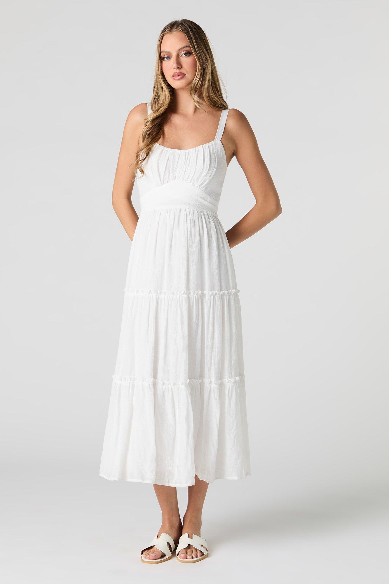 Tie Back Tiered Midi Dress Female Product Image