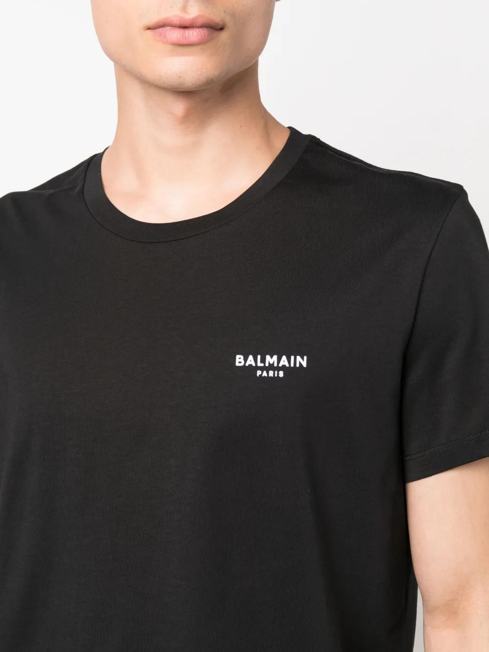 flocked-logo cotton T-shirt Product Image