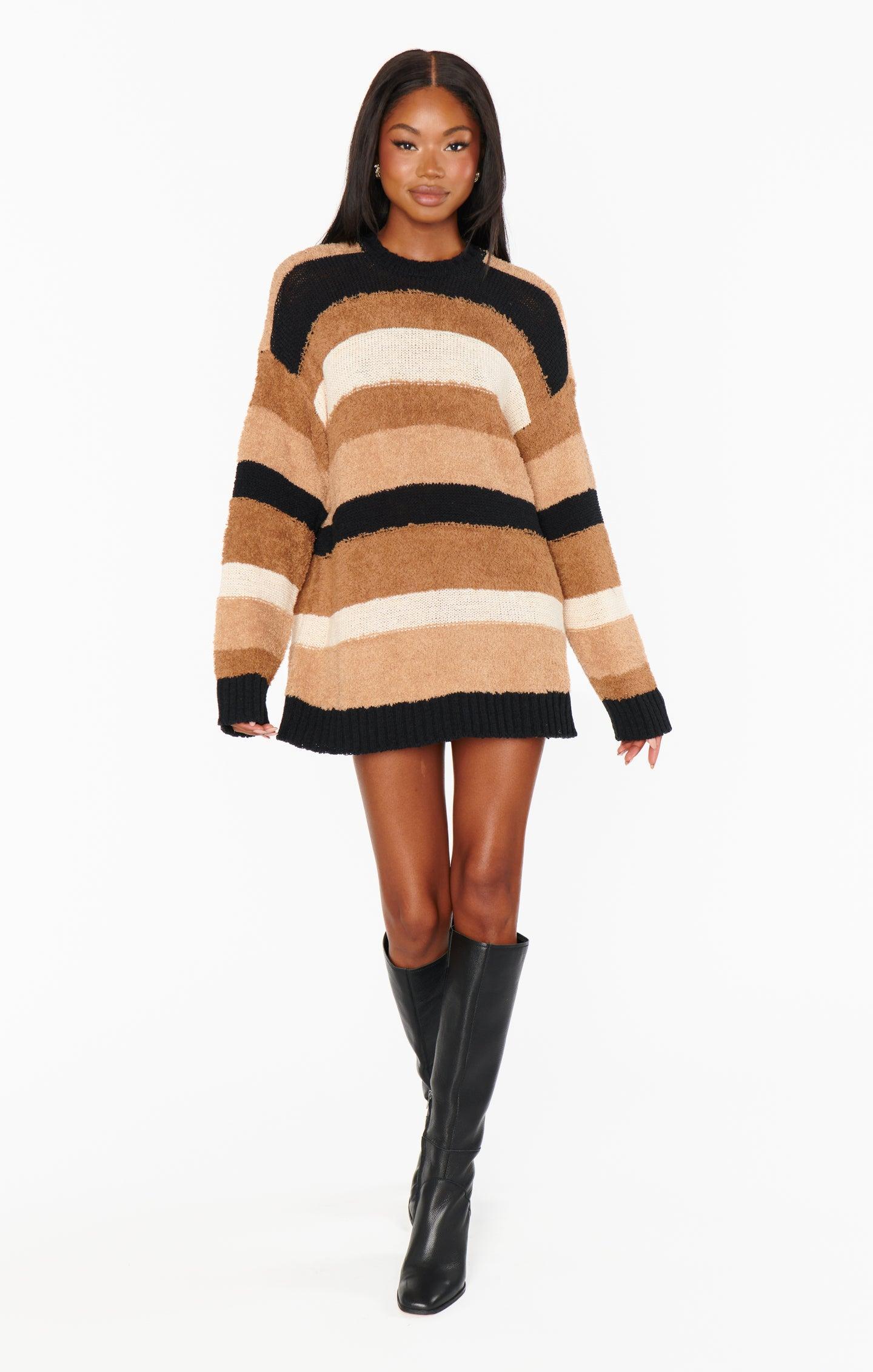 Timothy Tunic Sweater ~ Neutral Multi Stripe Knit Product Image