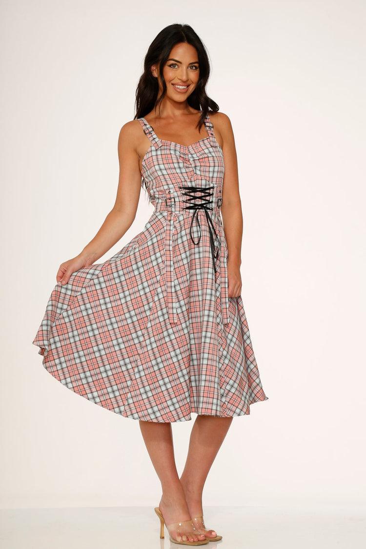 Pink Plaid Swing Dress Product Image
