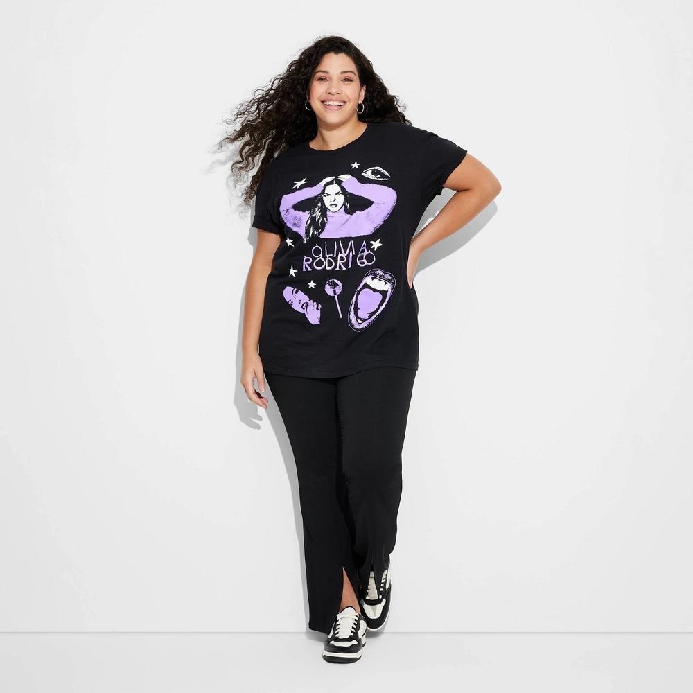 Women's Olivia Rodrigo Short Sleeve Graphic T-Shirt - Black 1X: Casual Fit, Crew Neck, Jersey Fabric, Pullover Style Product Image