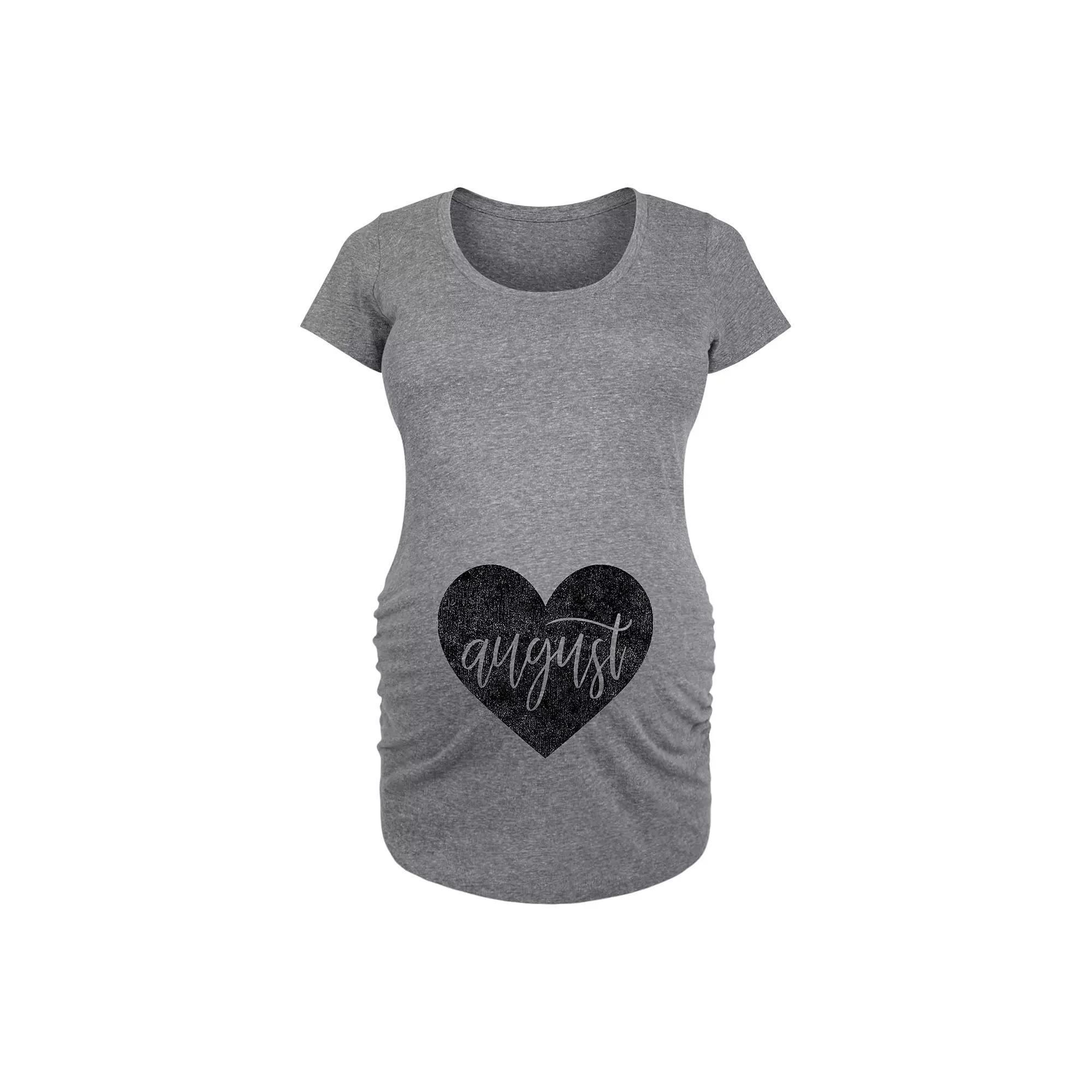 Maternity Heart August Graphic Tee, Womens Grey Gray Product Image
