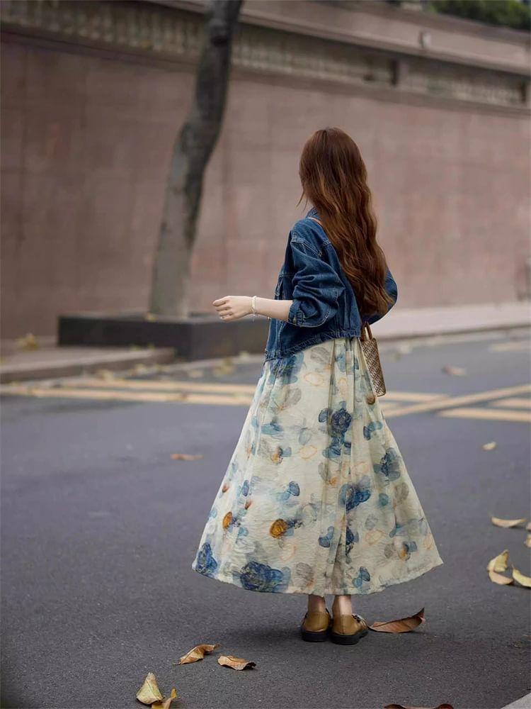Sleeveless Crew Neck Tie Dye Maxi Sundress Product Image