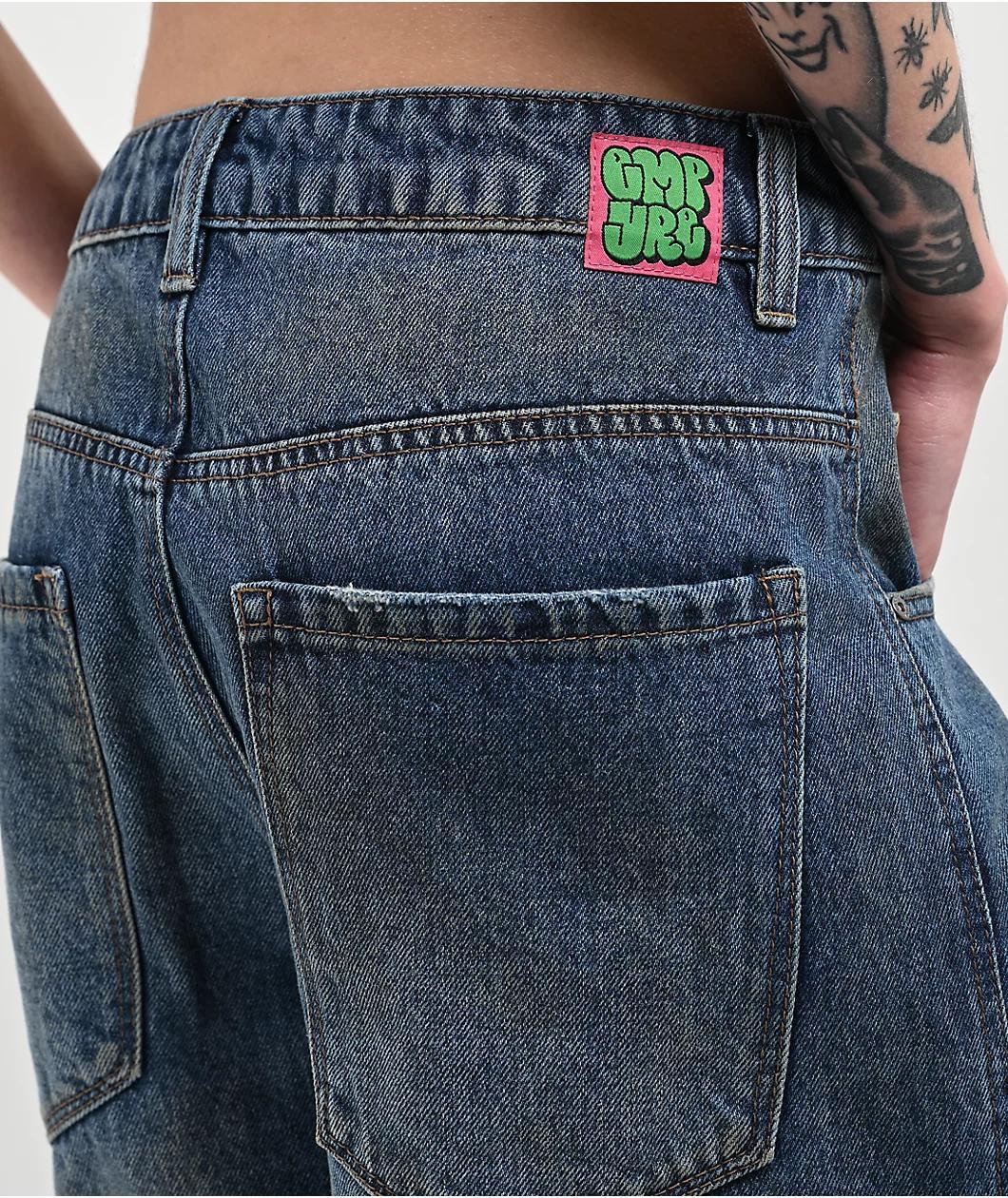 Empyre Boxcar Extent Wide Leg Blue Denim Jeans Product Image