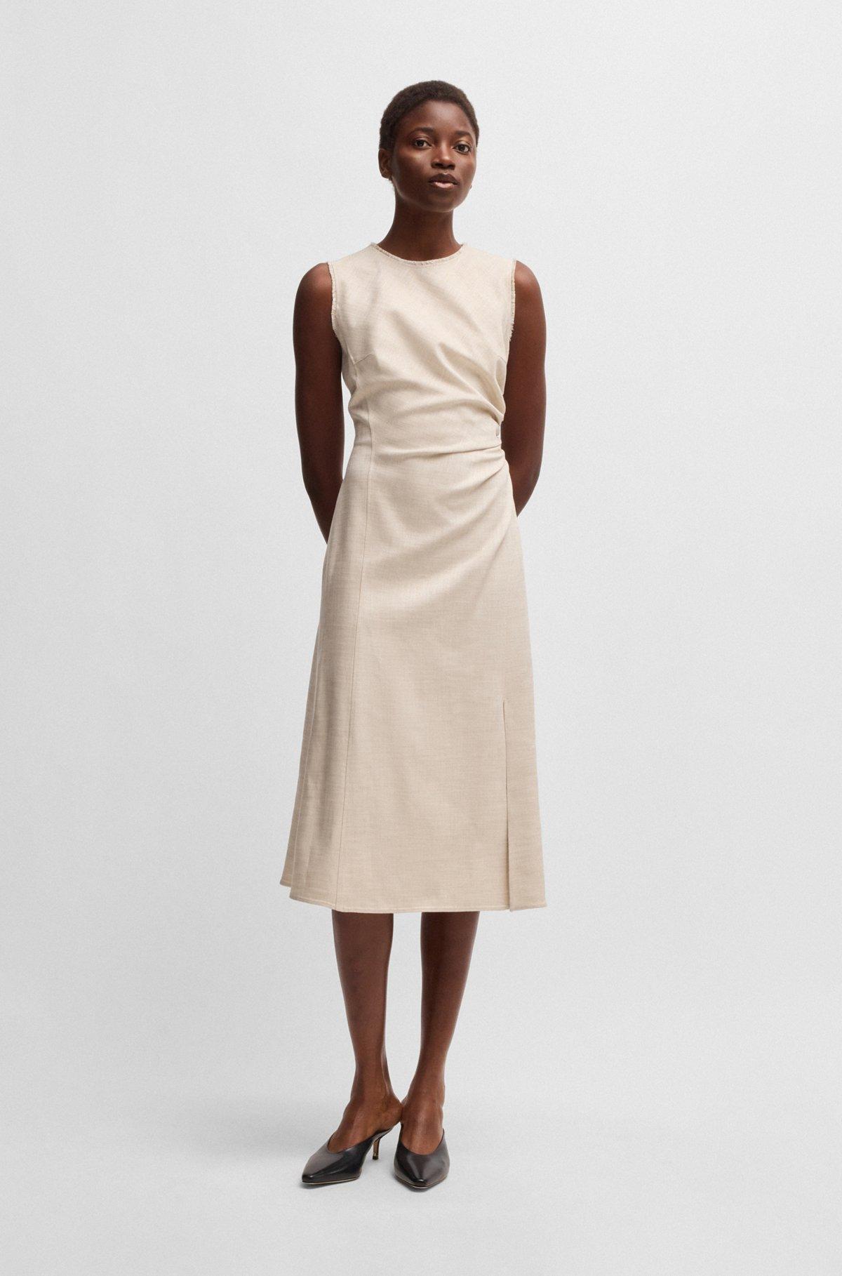 Melange dress with frayed and gathered details Product Image