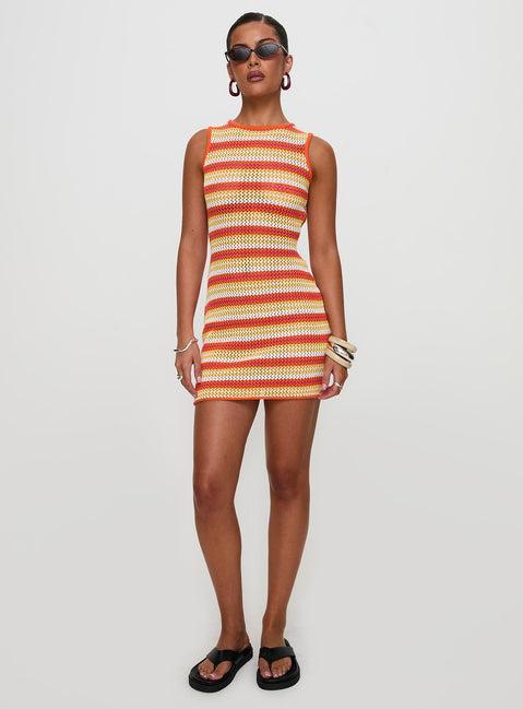 Oxygen Mini Dress Orange Stripe Product Image