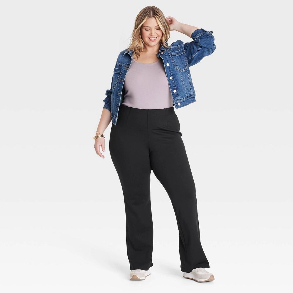 Women's High-Rise Ponte Flare Pull-On Pants - Ava & Viv™ Black 2X Product Image