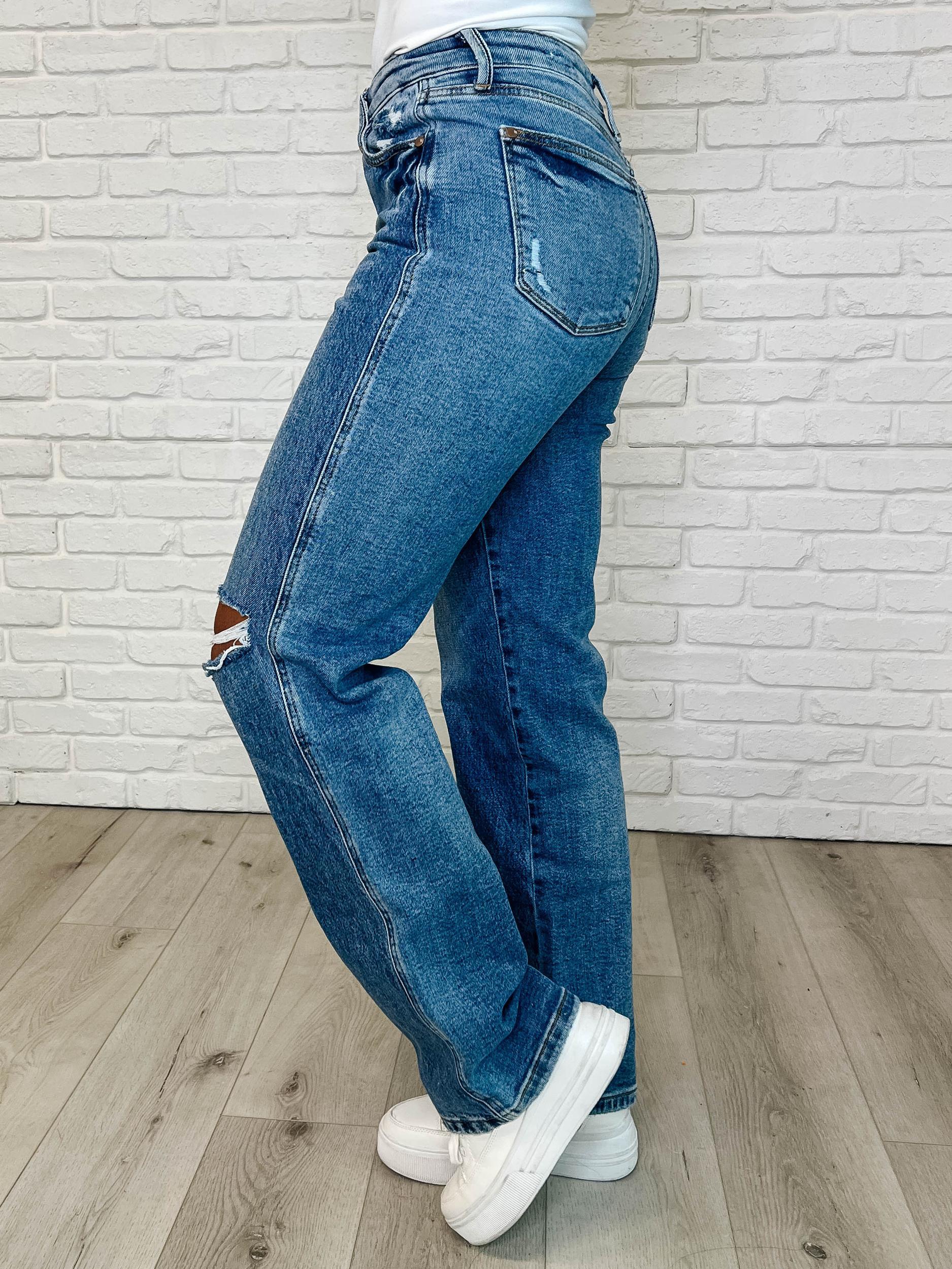 Dylan High Rise Rigid Magic Criss-Cross Waistband Straight Jeans (Online Exclusive) Product Image