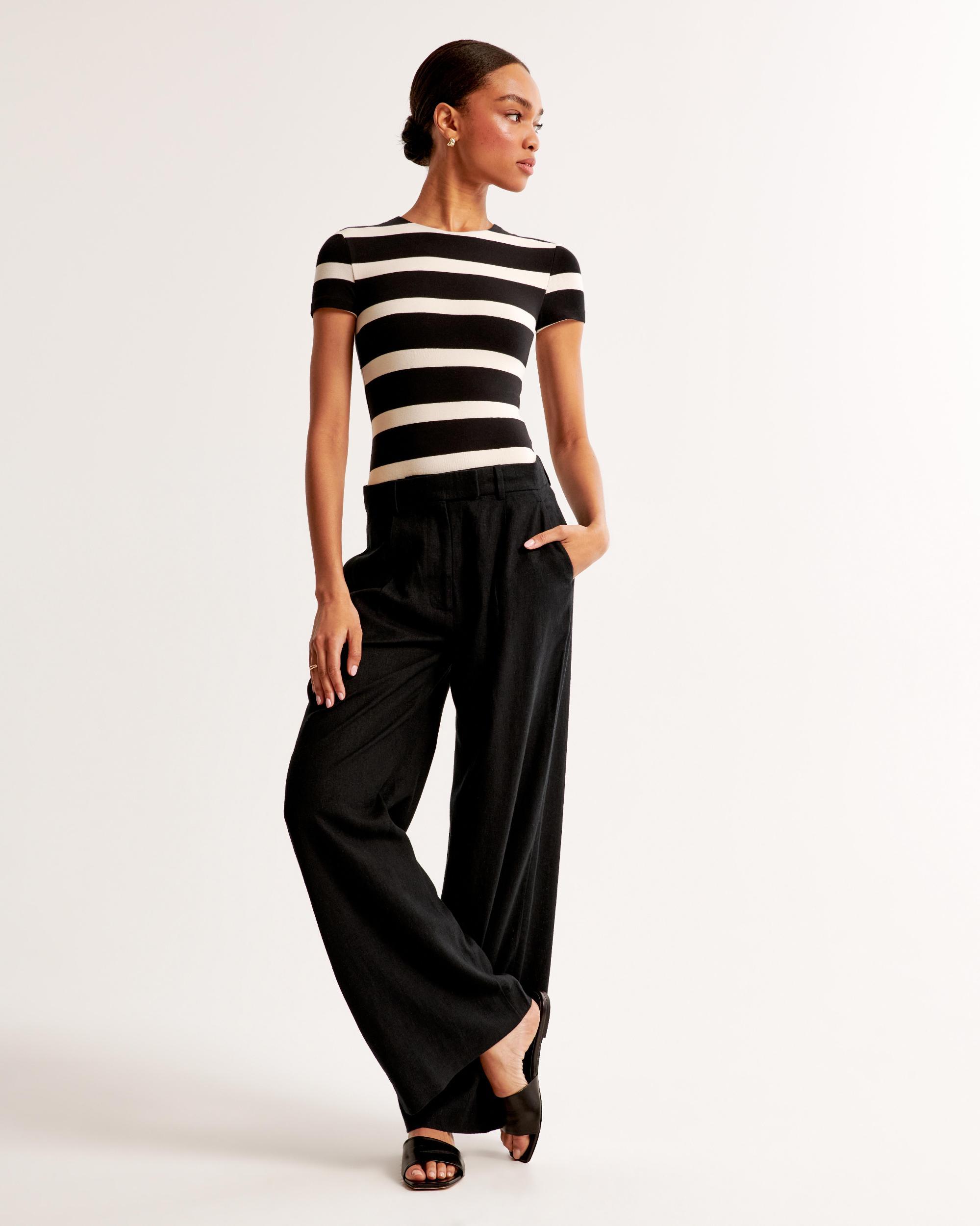 Cotton-Blend Seamless Fabric Tee Bodysuit Product Image