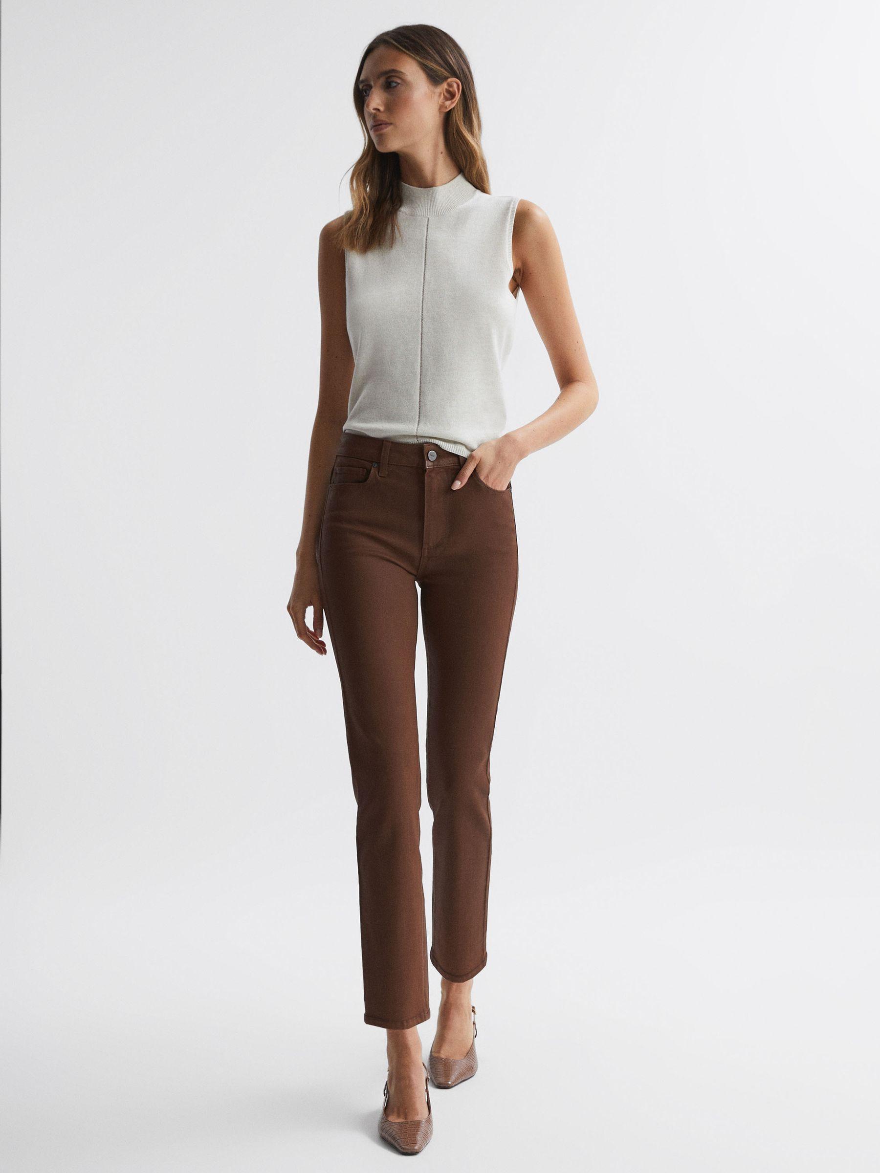 Paige Mid Rise Cropped Jeans in Cognac Luxe Product Image