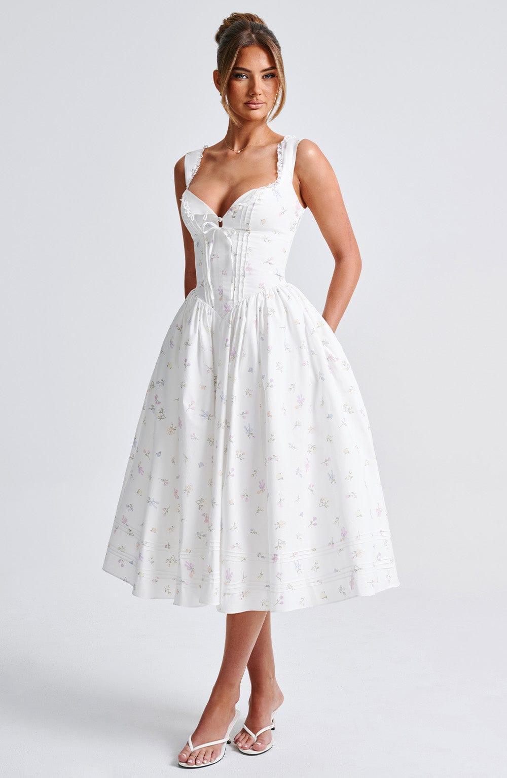 Marlena Midi Dress - White Multi Floral Print Product Image