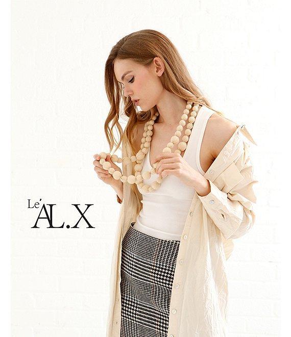 Le' AL.X Wool Blend Knit Glen Plaid High Rise Mini Pencil Coordinating Skirt Product Image