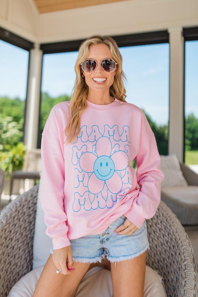 Mama Daisy Repeat Light Pink Graphic Sweatshirt Product Image
