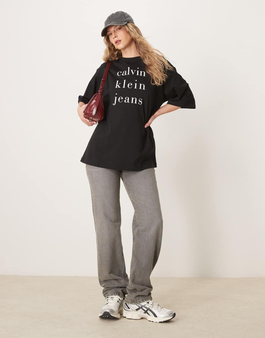 Calvin Klein Jeans big logo t-shirt in black Product Image