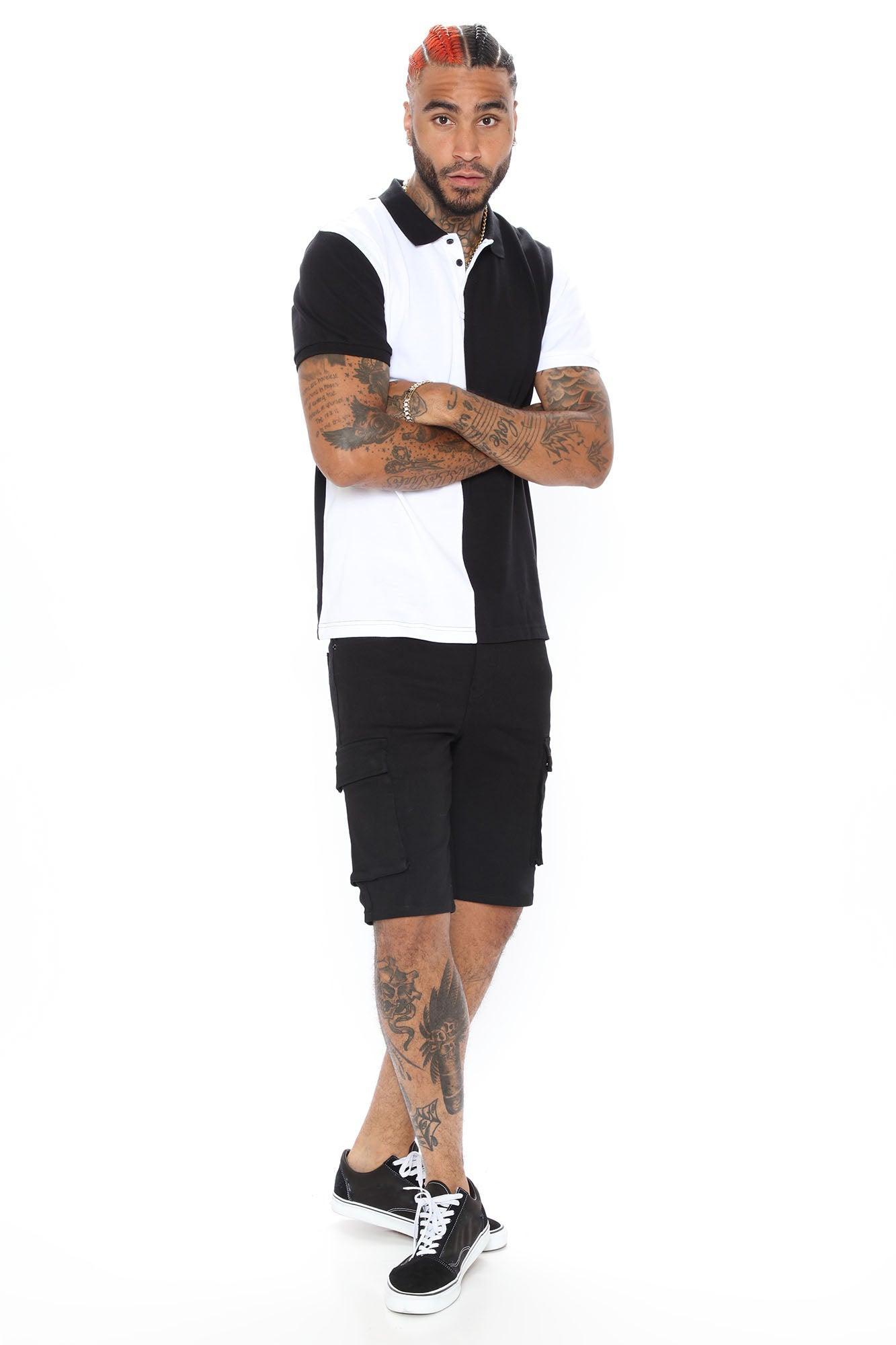 Can You Not Short Sleeve Polo - Black/White Product Image