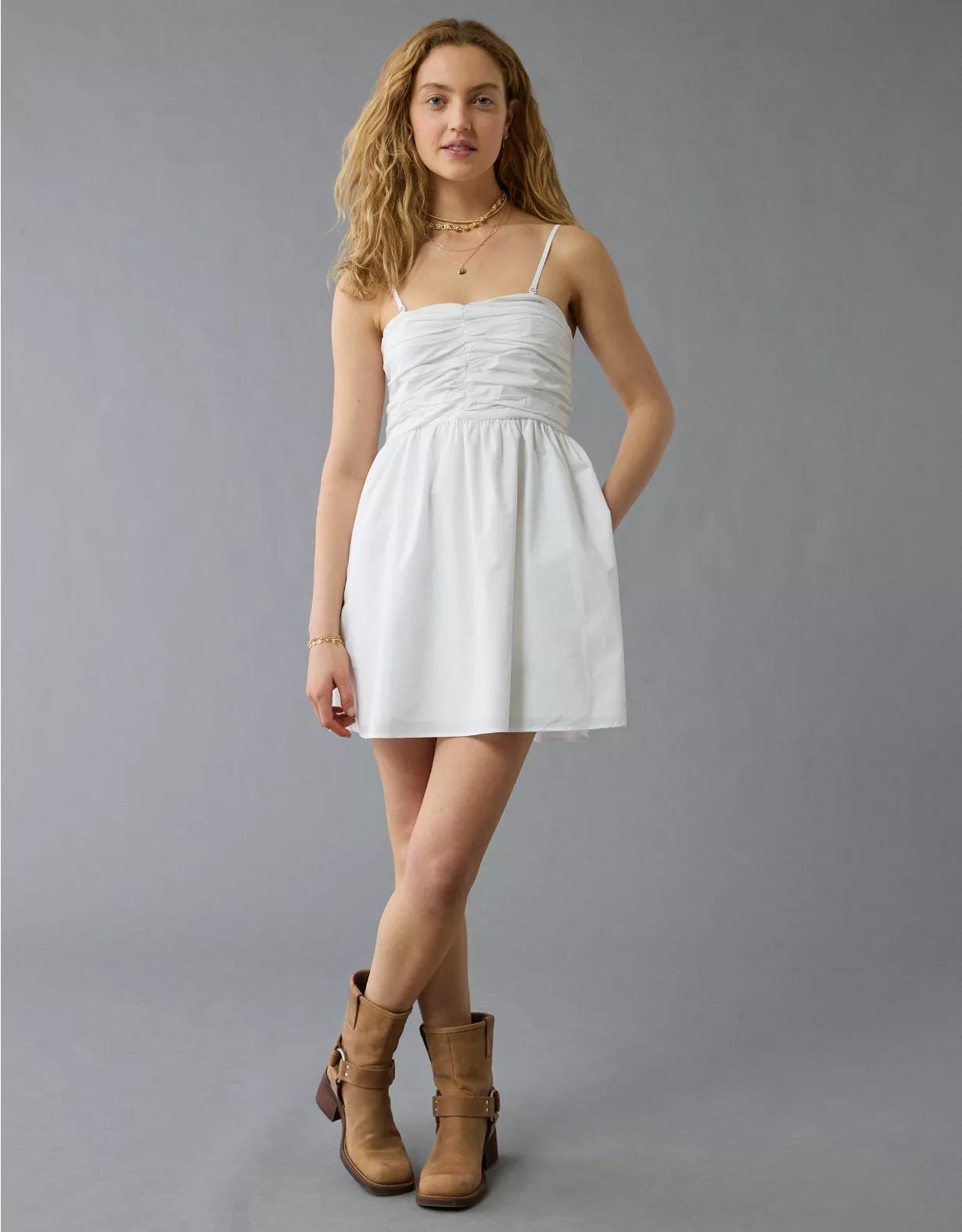 AE Ruched Pleated Mini Dress Product Image