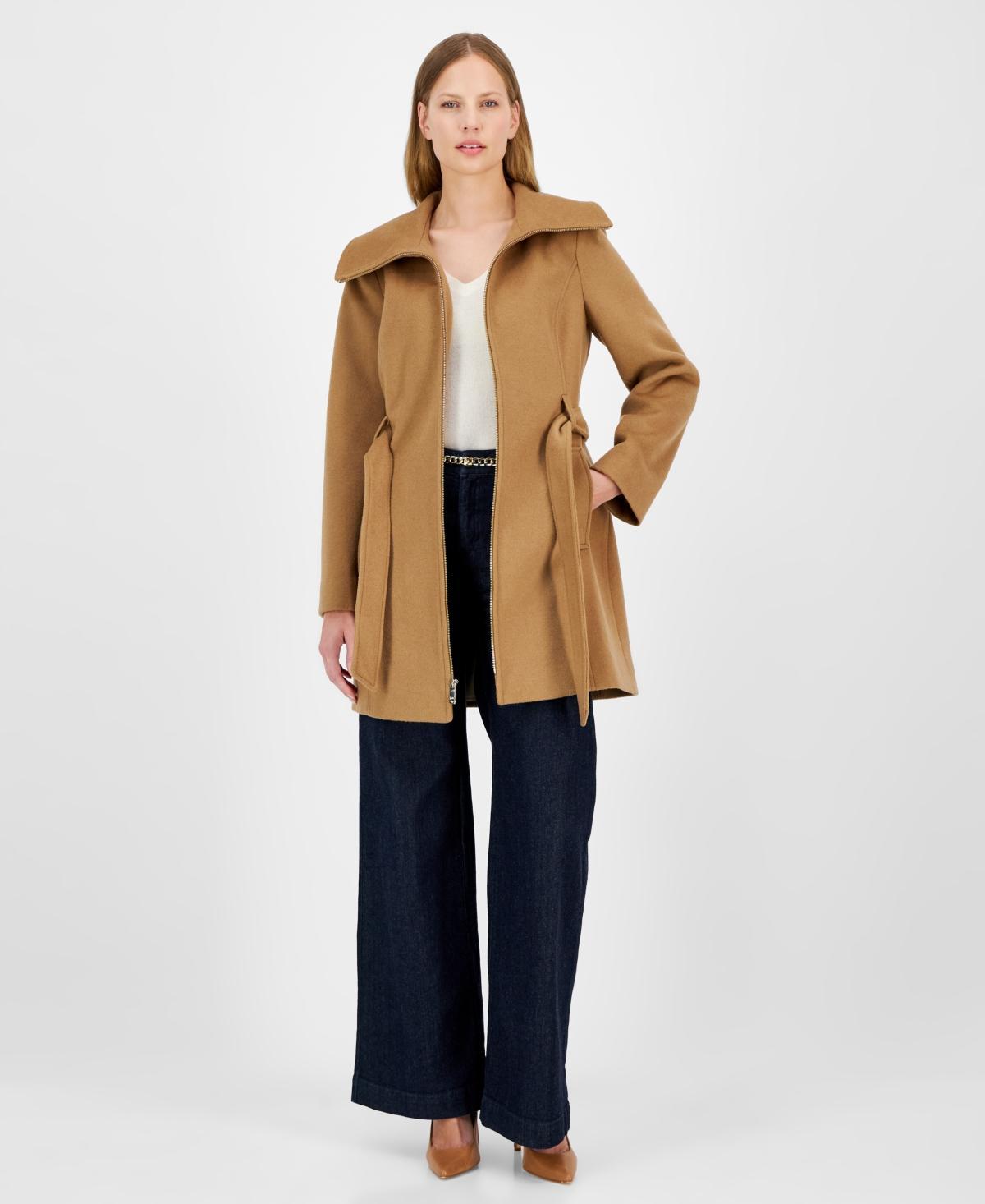 Michael Michael Kors Womens Belted Zip-Front Coat, Created for Macys Product Image