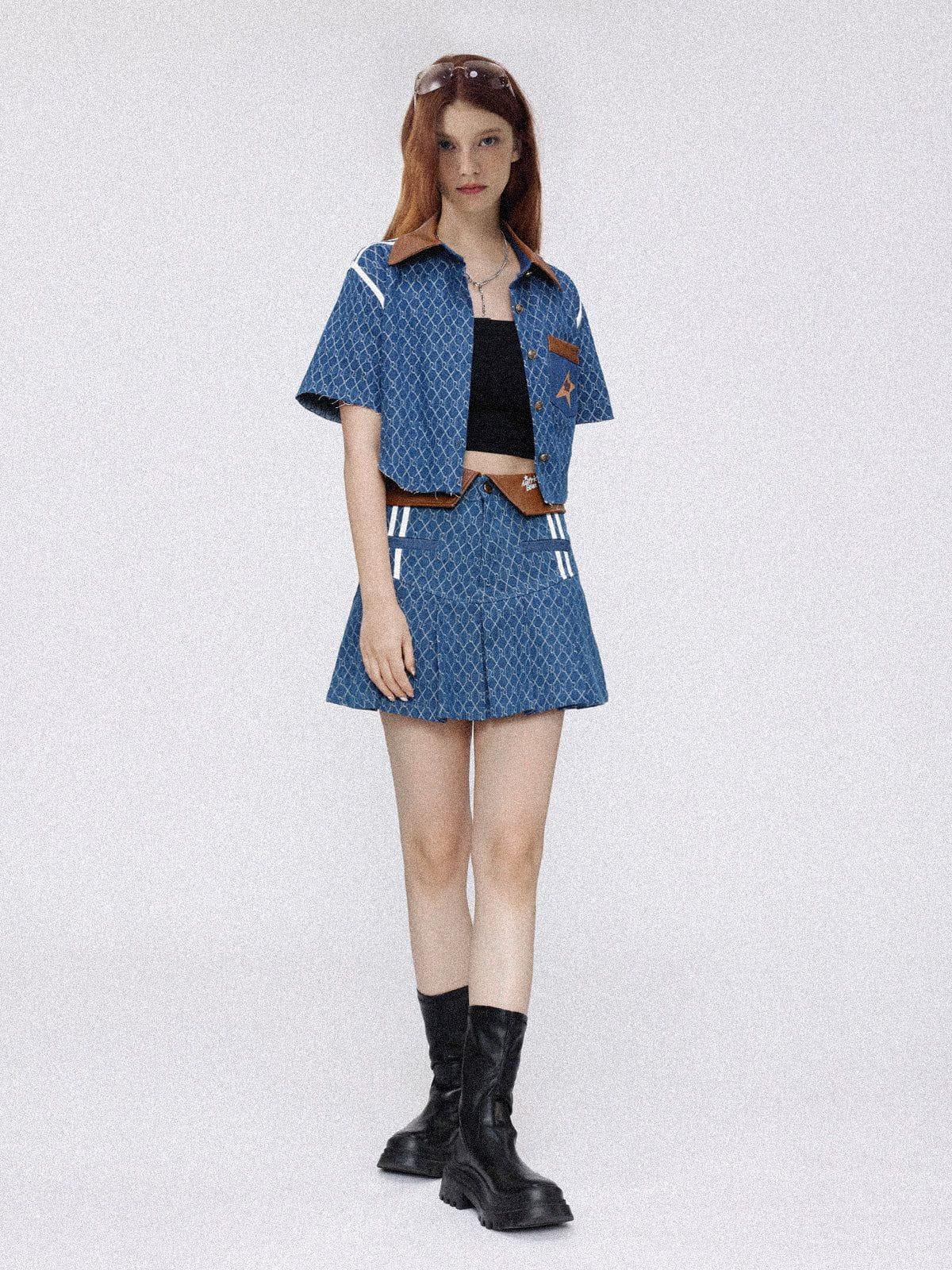 Aelfric Eden Vintage Denim Jacquard Cropped Jacket Product Image
