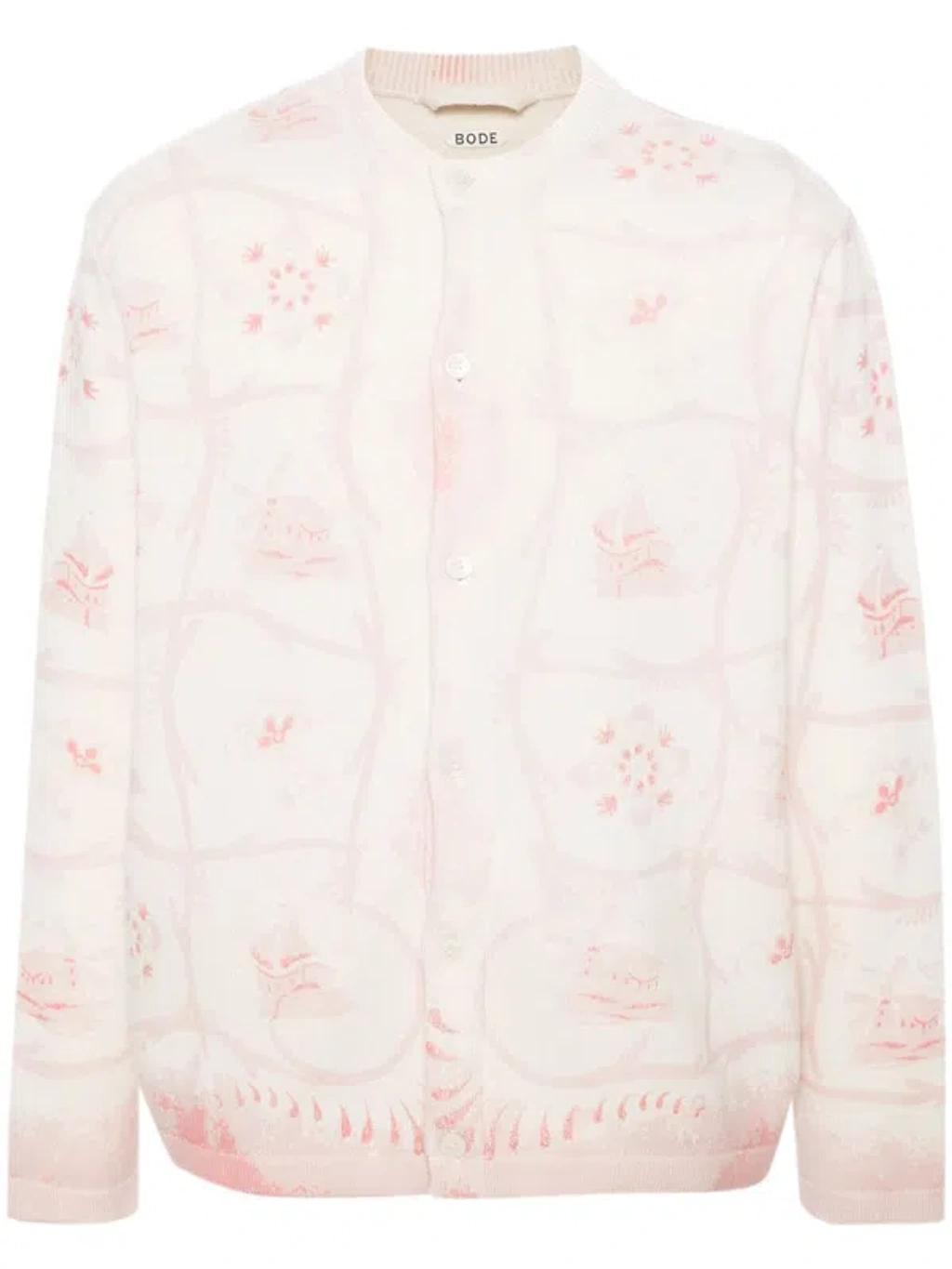 BODE Printed Mill Cashmere Cardigan In Neutrals Product Image