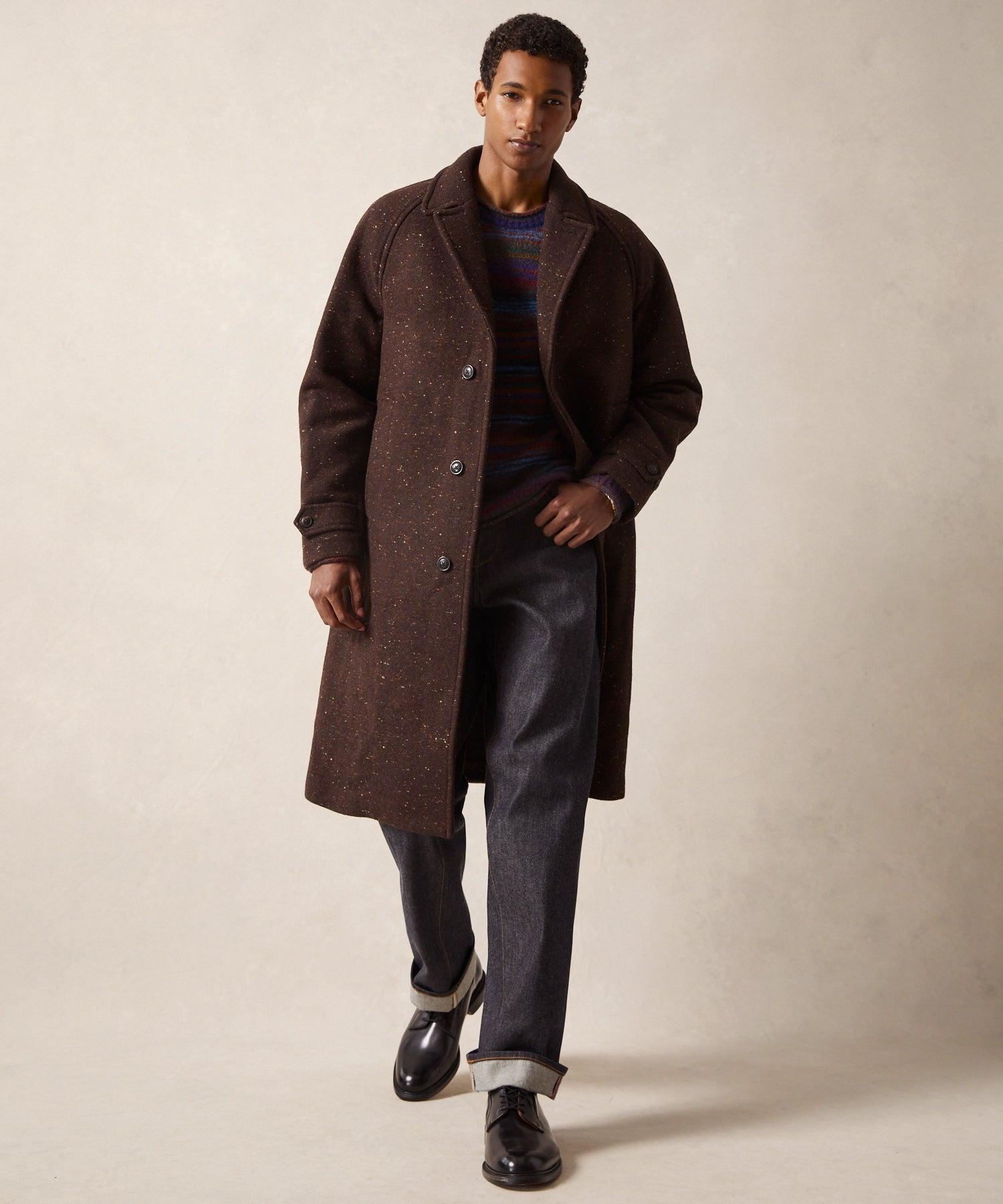 Italian Donegal Wool Balmacaan in Brown Product Image