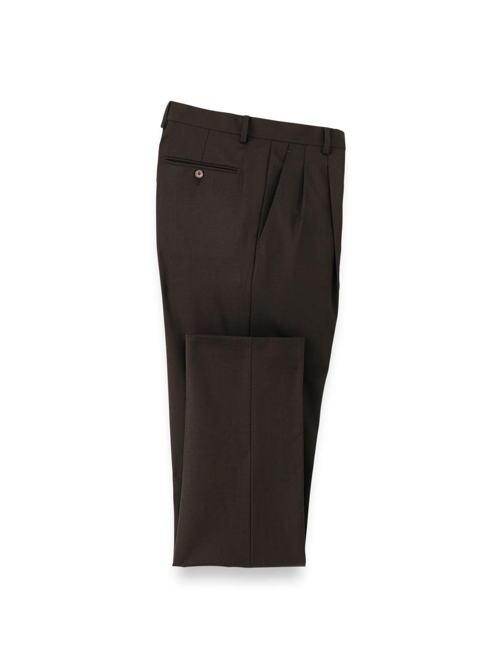 Wool Stretch Bengaline Single Breasted Peak Lapel Suit - Dark Brown Product Image