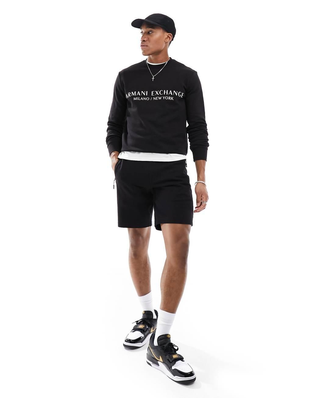 Armani Exchange linear logo sweatshirt in black - part of a set Product Image